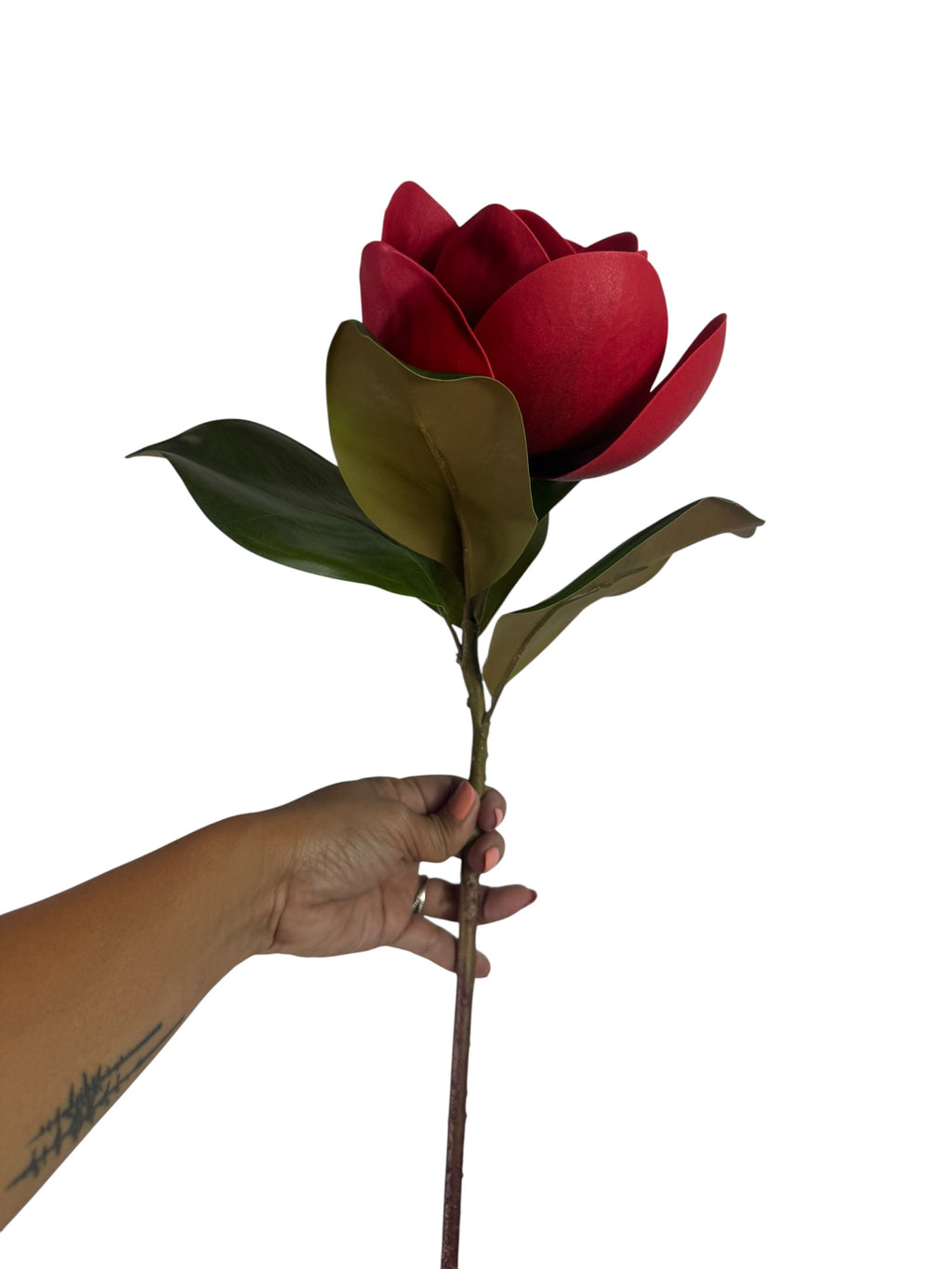 18" Tall Faux Magnolia Red