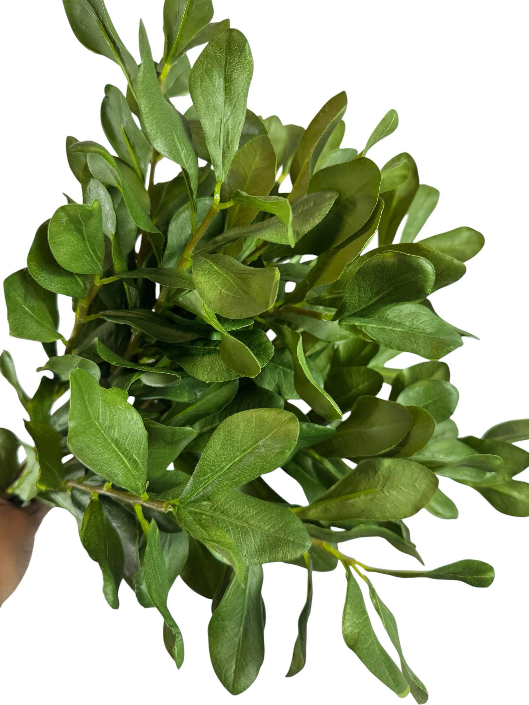 Artificial Bloom artificial boxwood leaf stem with lush, realistic green foliage for home decor