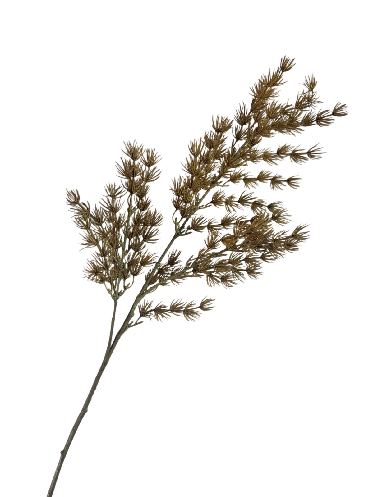 Artificial Bloom brown faux botanical branch with intricate needle-like foliage for elegant home decor