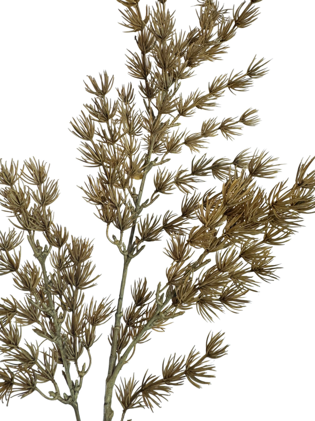 Artificial Bloom decorative brown faux botanical branch with intricate needle-like foliage for home decor
