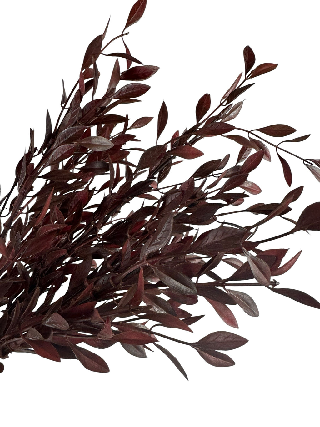 Artificial Bloom deep burgundy faux leafy branch stem with realistic foliage for sophisticated home decor styling
