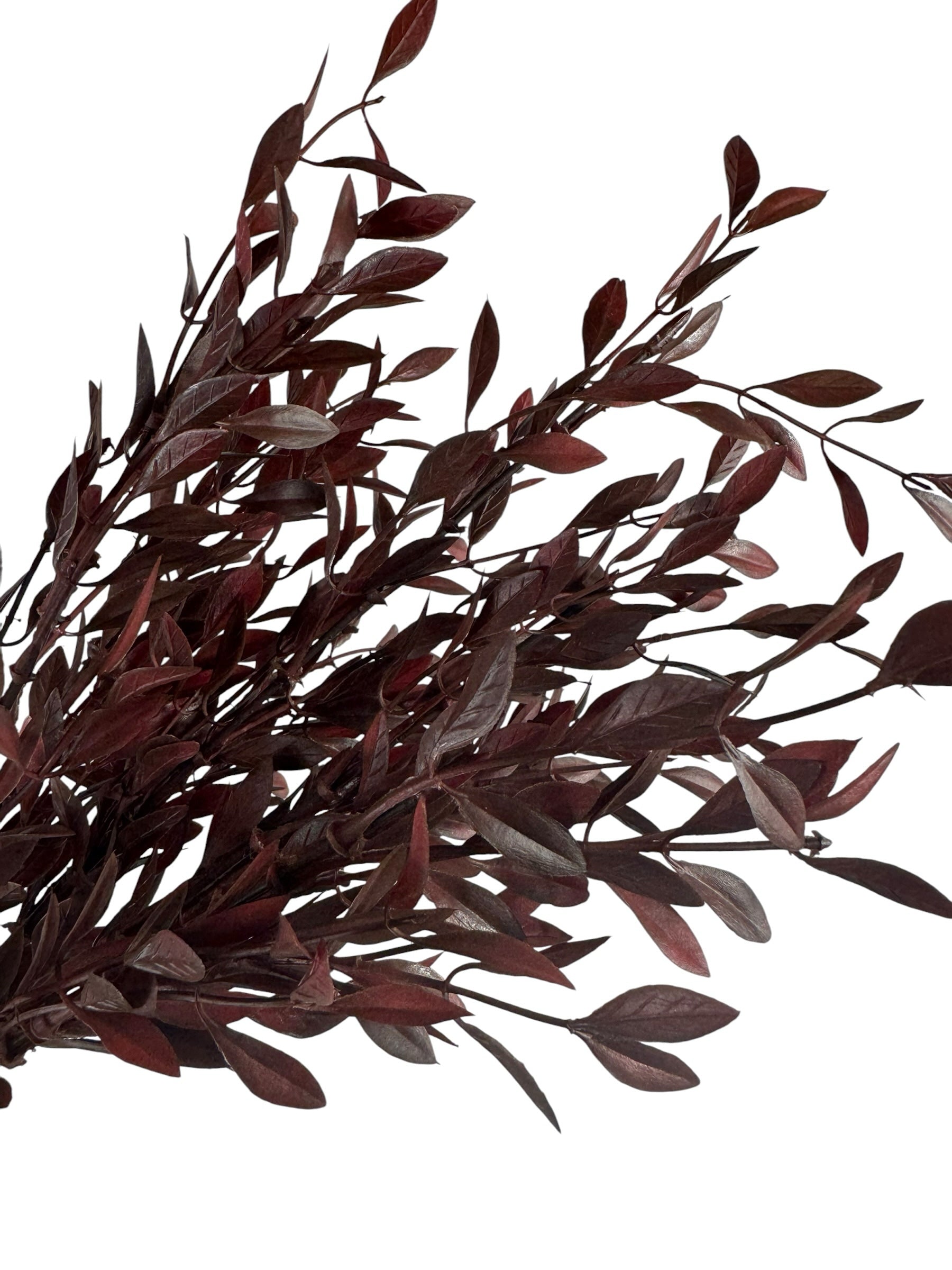 Artificial Bloom deep burgundy faux leafy branch stem with realistic foliage for sophisticated home decor styling