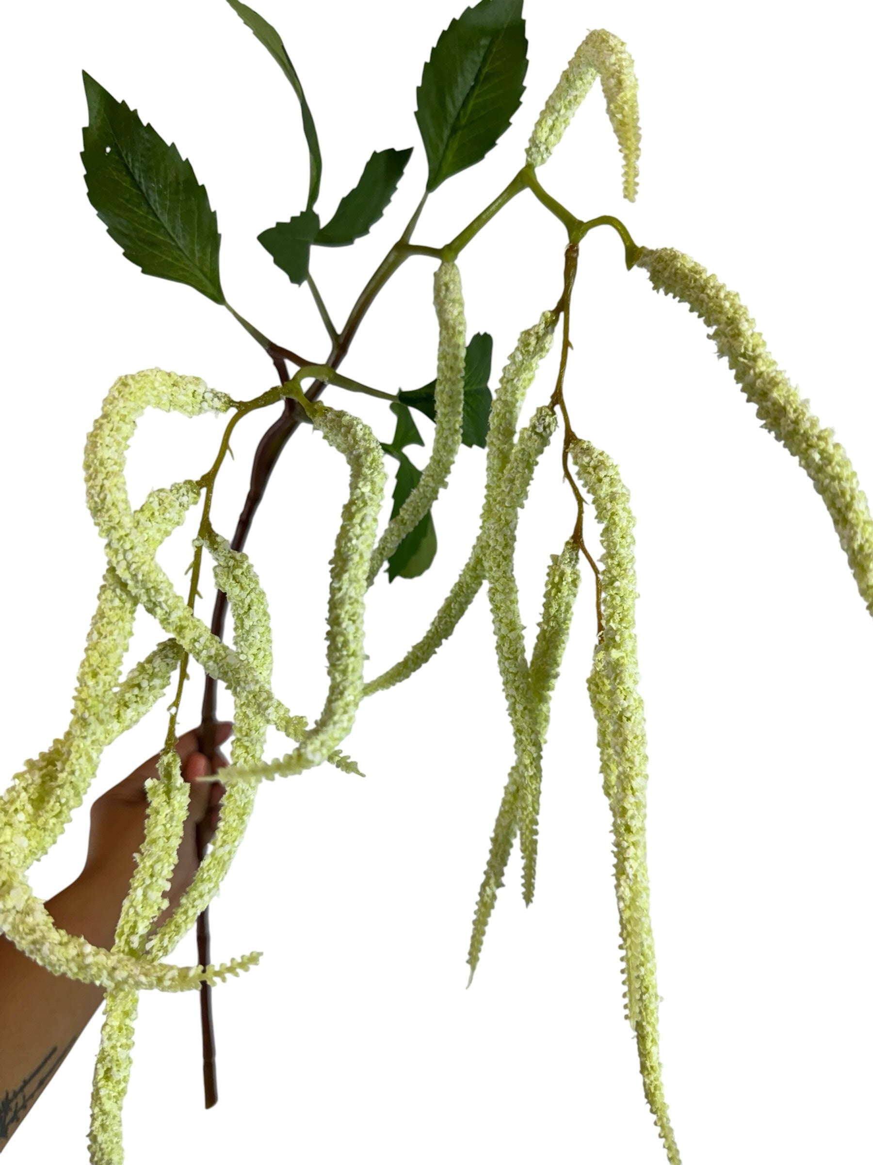 Artificial Bloom cascading pale green amaranth stem with realistic textured foliage for elegant home decor arrangements.