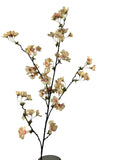 Artificial Bloom decorative cherry blossom branch with cream and blush pink petals on dark textured stems