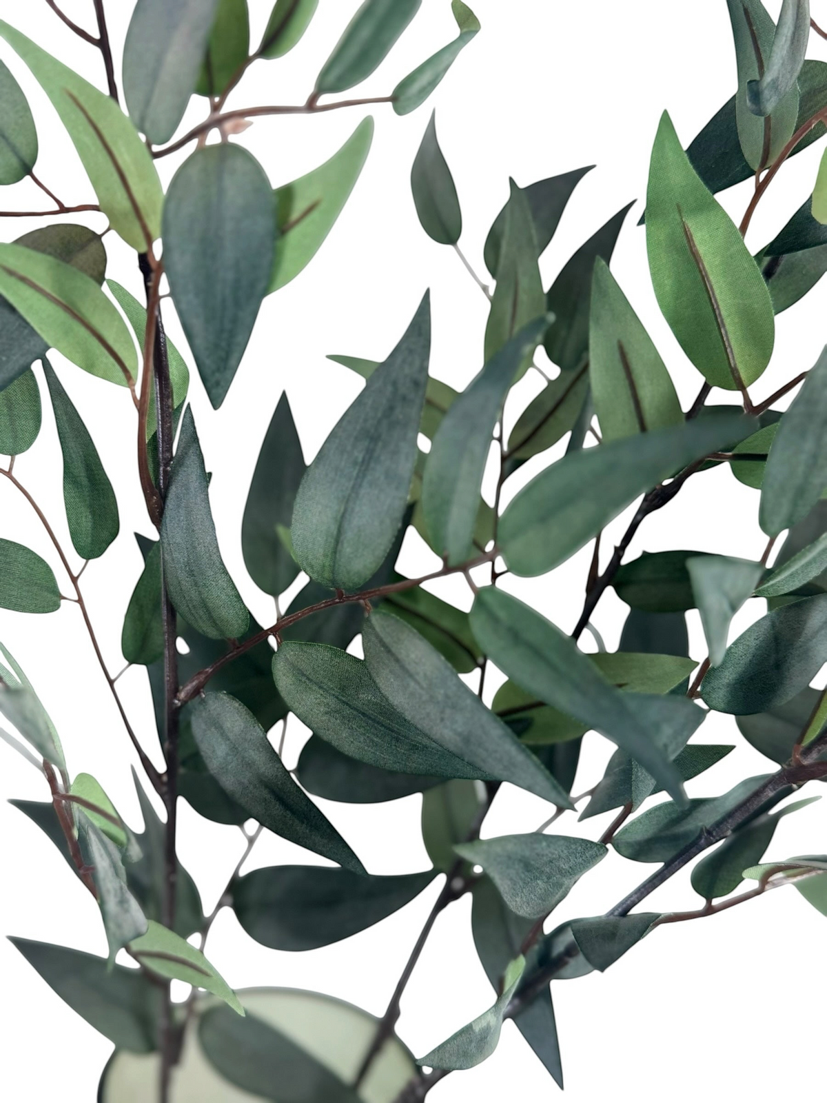 Artificial Bloom decorative eucalyptus stem with realistic deep green leaves and slender branches for home decor