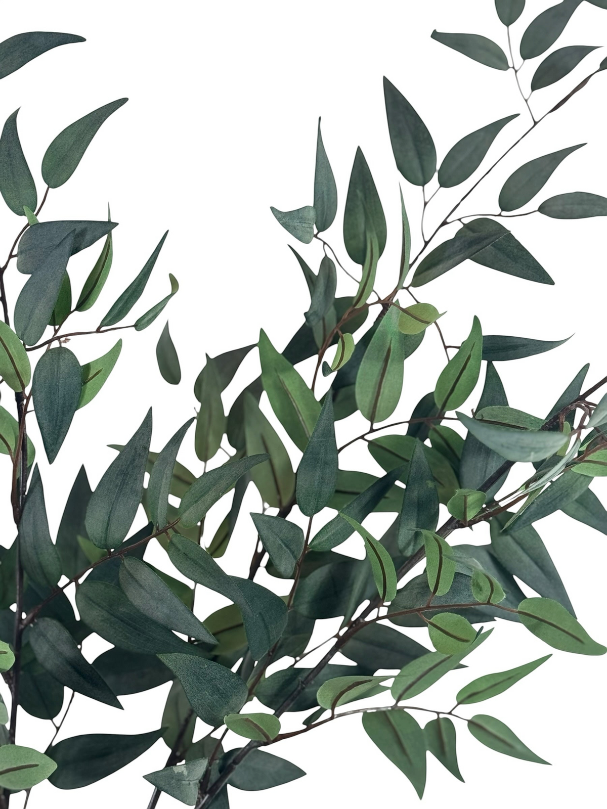 Artificial Bloom decorative eucalyptus stem with realistic deep green leaves on slender branches for home decor