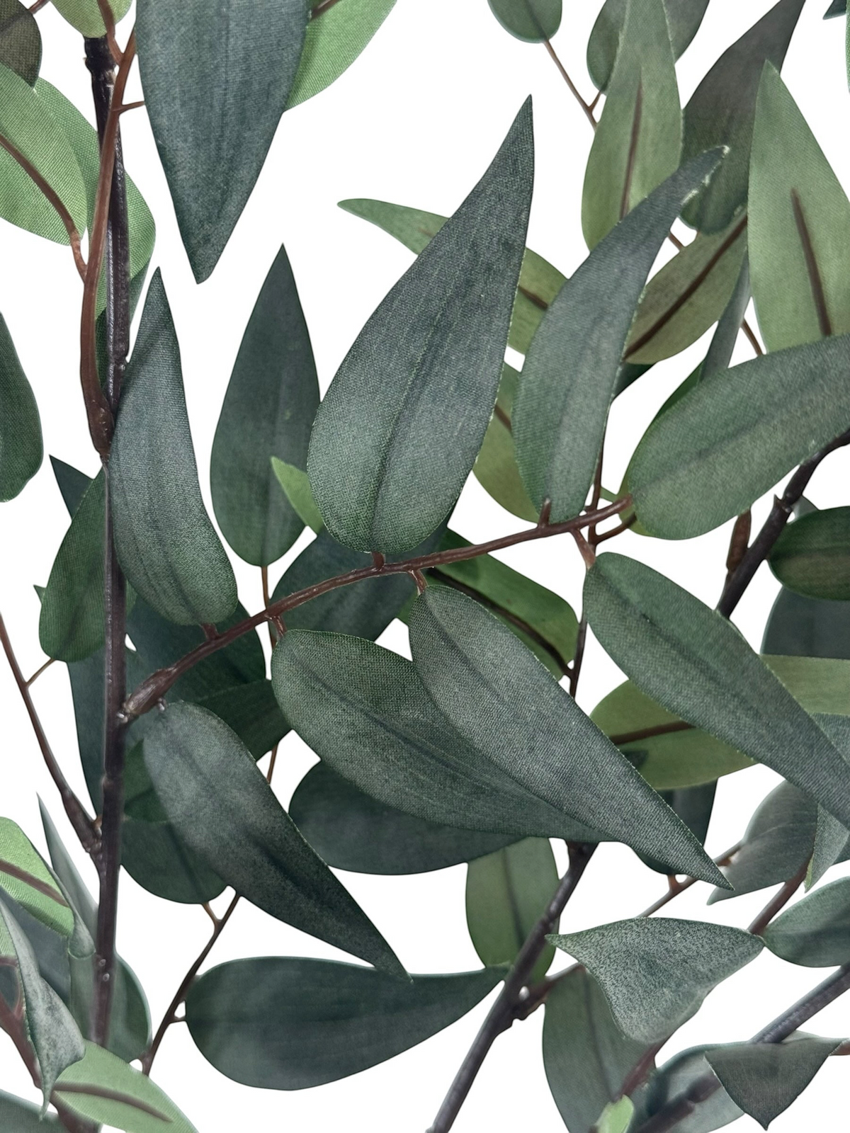 Artificial Bloom decorative eucalyptus stem with realistic deep green leaves and slender brown branches