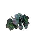 Artificial Bloom dual-rosette faux succulent stem in teal and forest green with reddish-purple leaf edges