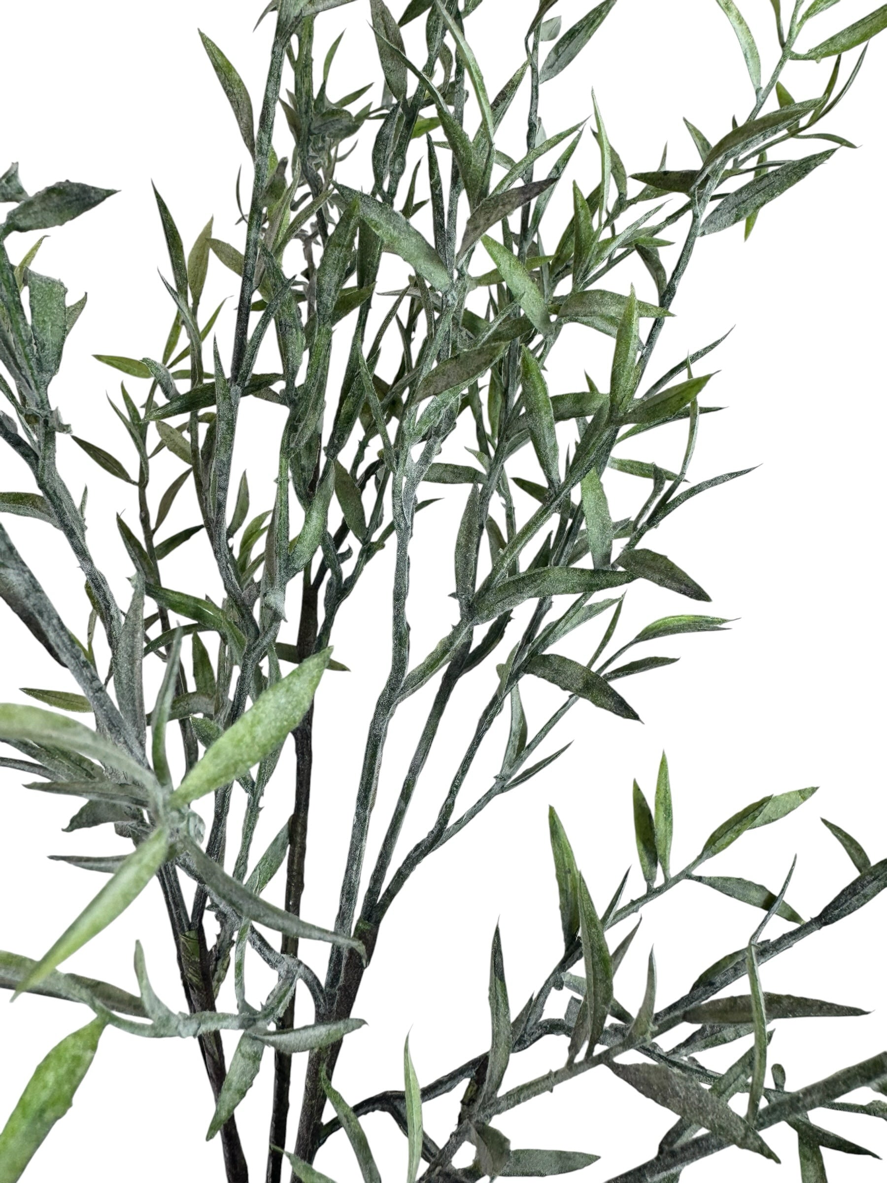 Artificial Bloom artificial willow leaf stem with frosted green foliage and realistic weathered texture