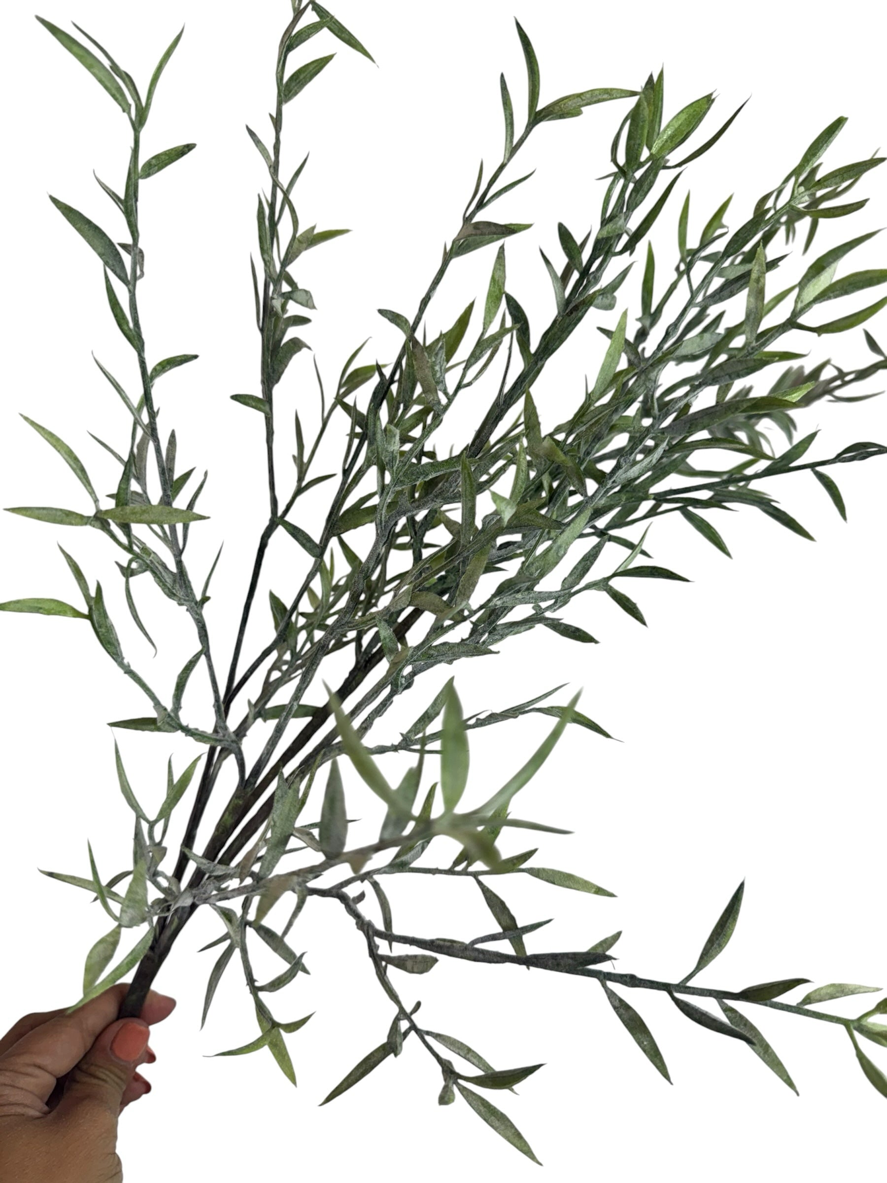 Artificial Bloom artificial willow leaf stem with frosted green foliage for rustic home decor