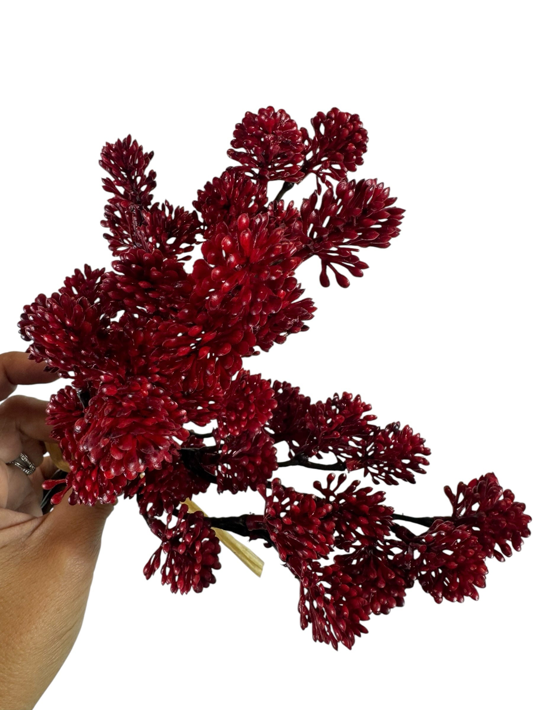 Artificial Bloom artificial red berry branch bundle with textured clusters for festive holiday home decor