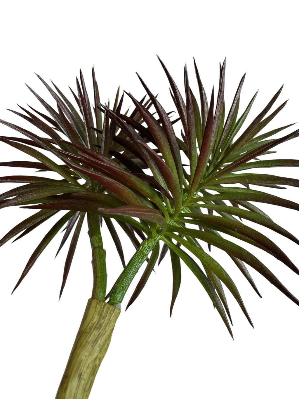 Artificial Bloom spiky succulent stem with dual-tone burgundy and green pointed leaves on a realistic stalk