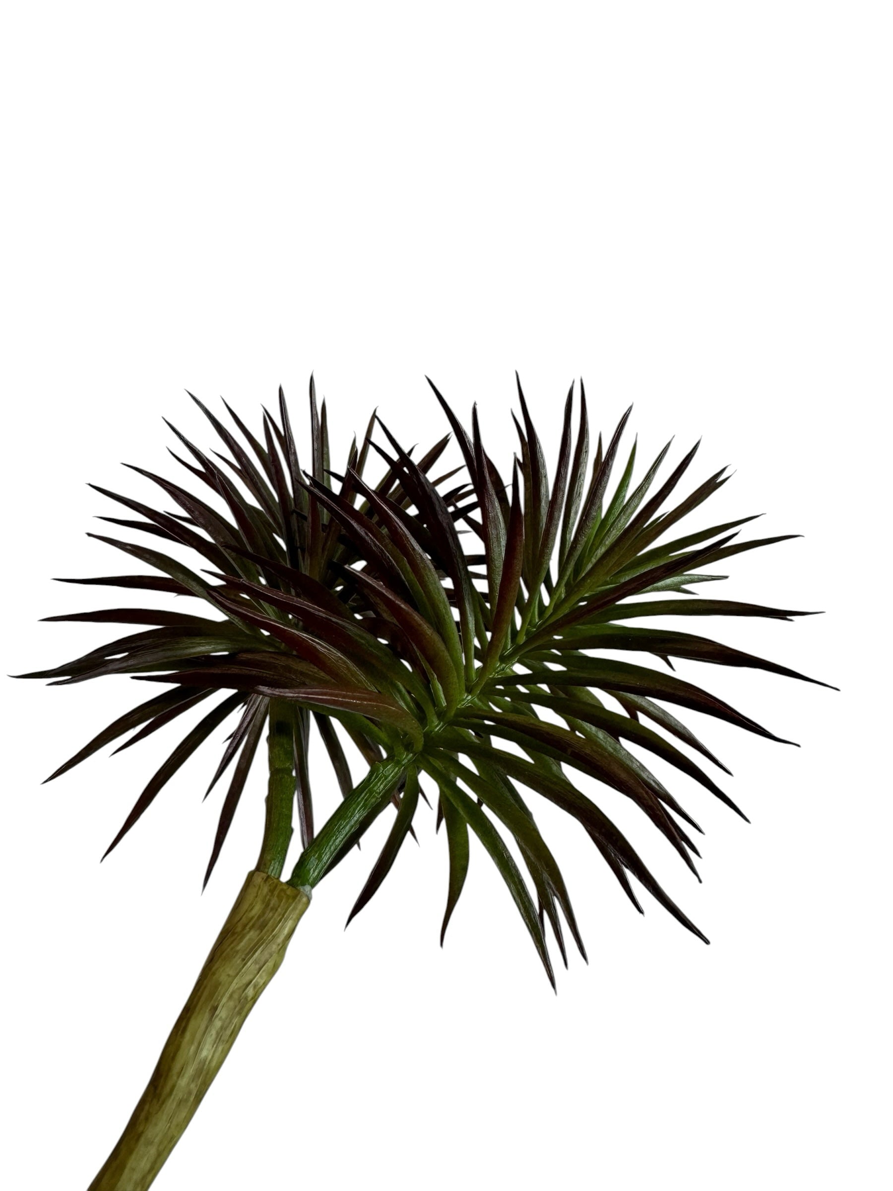 Artificial Bloom spiky succulent stem with deep burgundy and green foliage on a long textured stalk